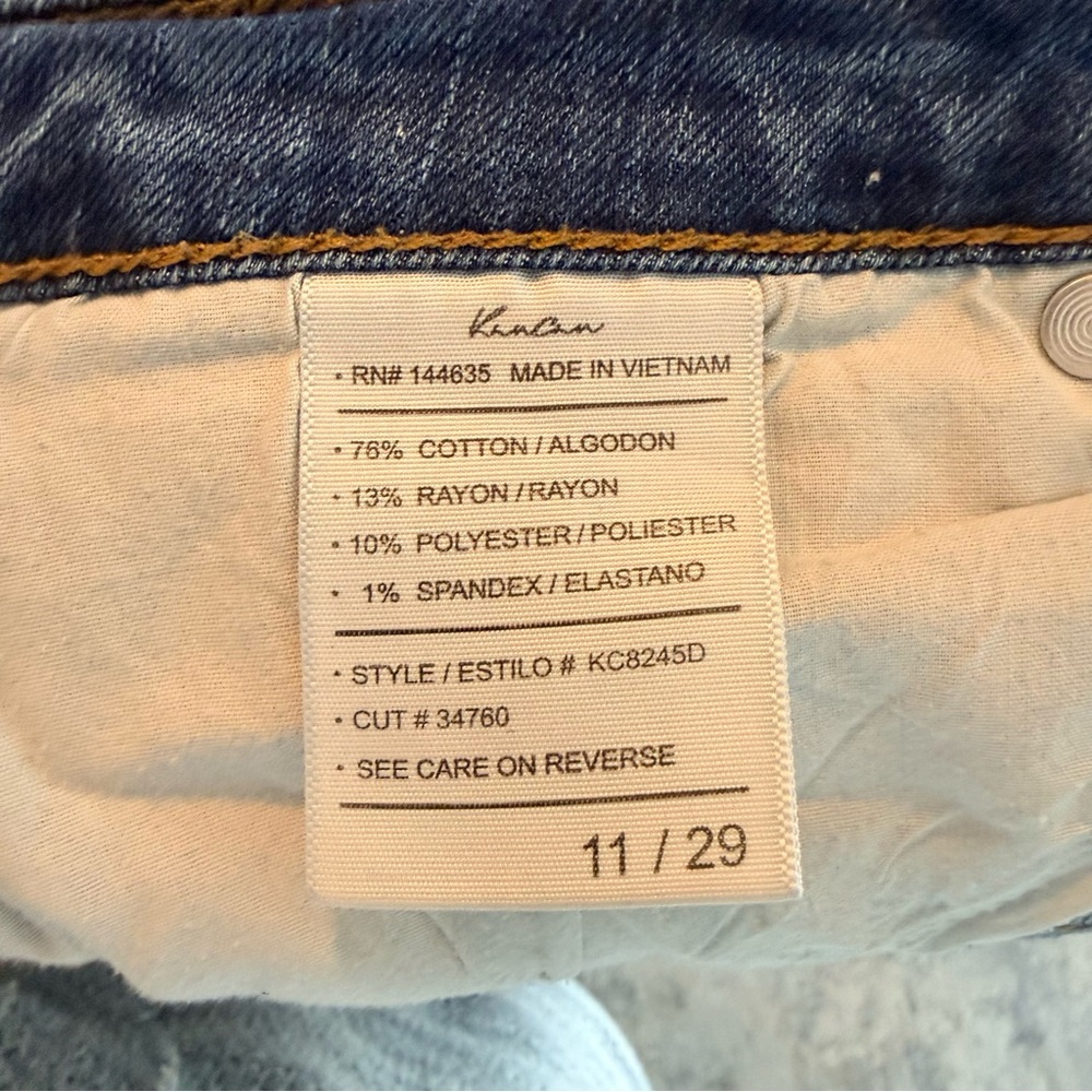 Kancan Med/Dk Wash Skinny Raw Hem Distressed Mid-Rise Stretch Woman’s Jean 11 - Picture 9 of 14